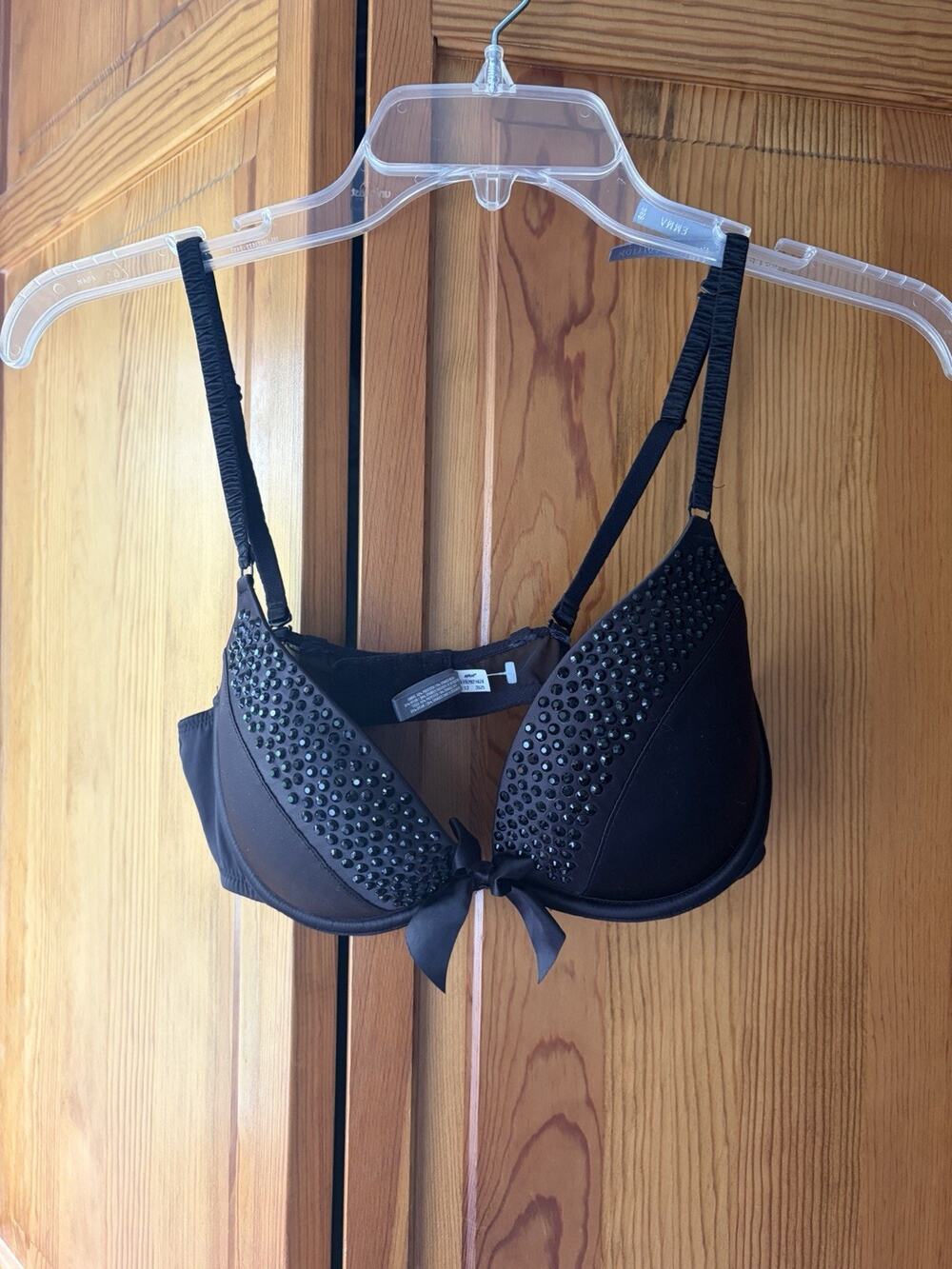Aerie Black Rhinestone Push Up Bra 36B